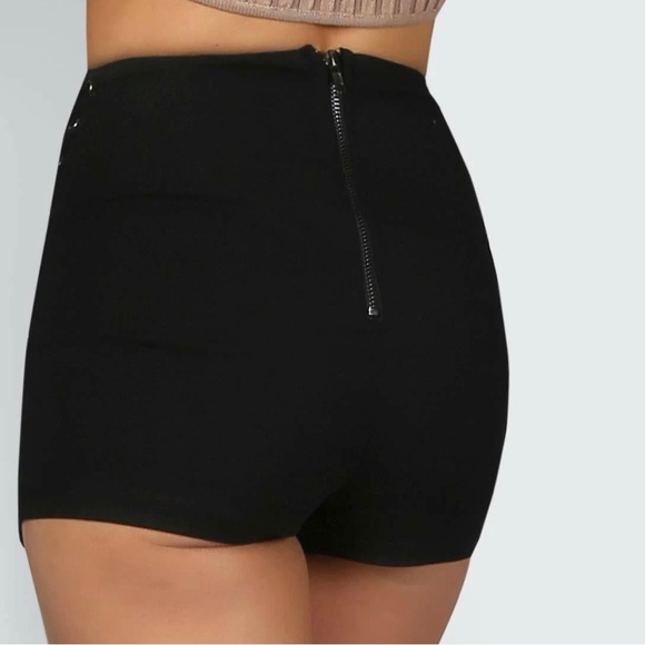 High Waisted Lace Up Black Shorts - Size XS - Picture 3 of 7
